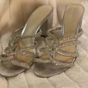 Kelly & Katie Silver Strappy Heels with Rhinestones